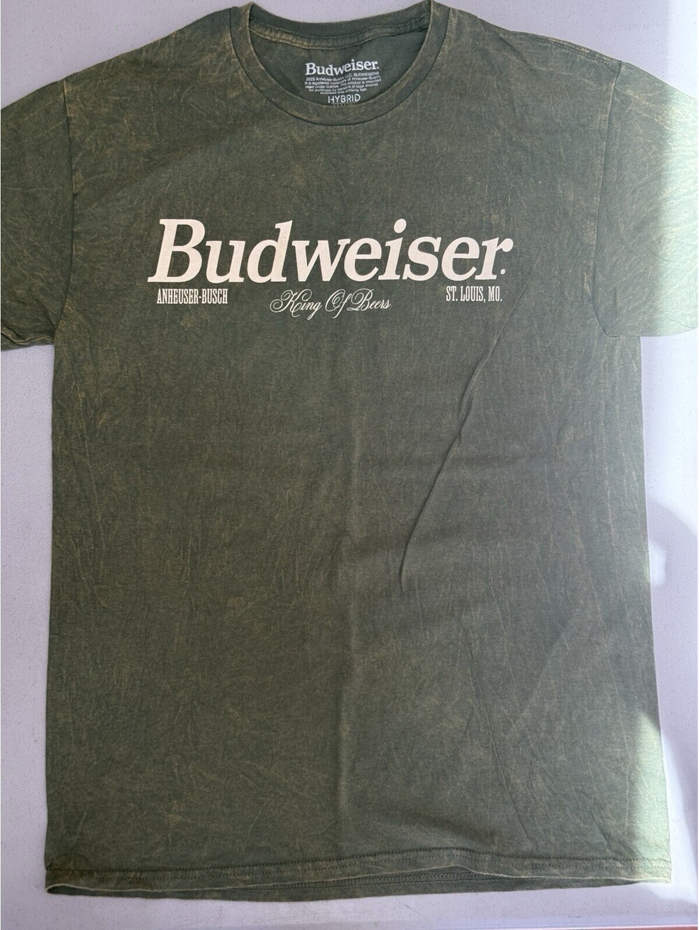 New Budweiser Licensed Green Vintage Wash T Shirt Size Medium Beer